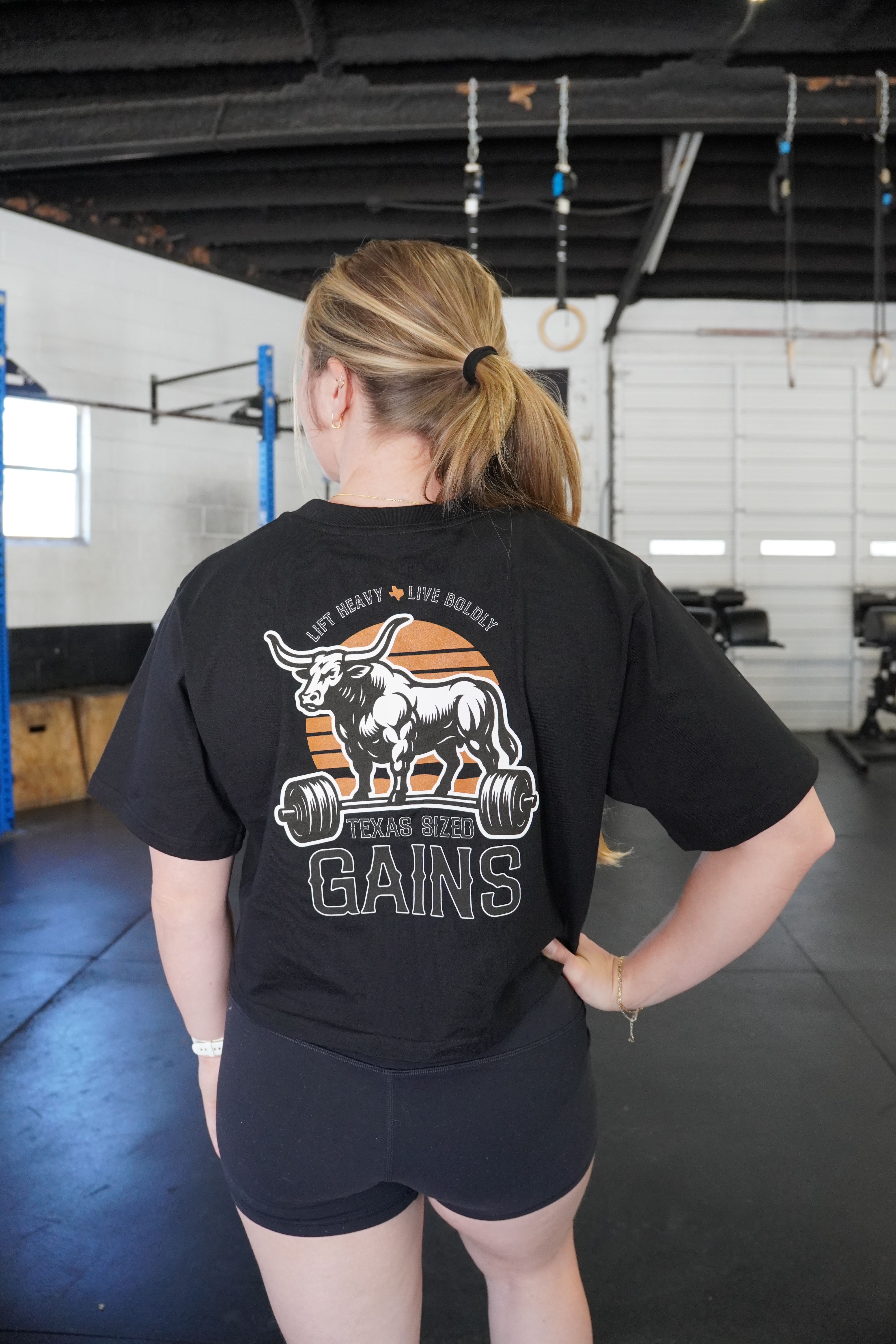 Texas Sized Gains Crop Tee